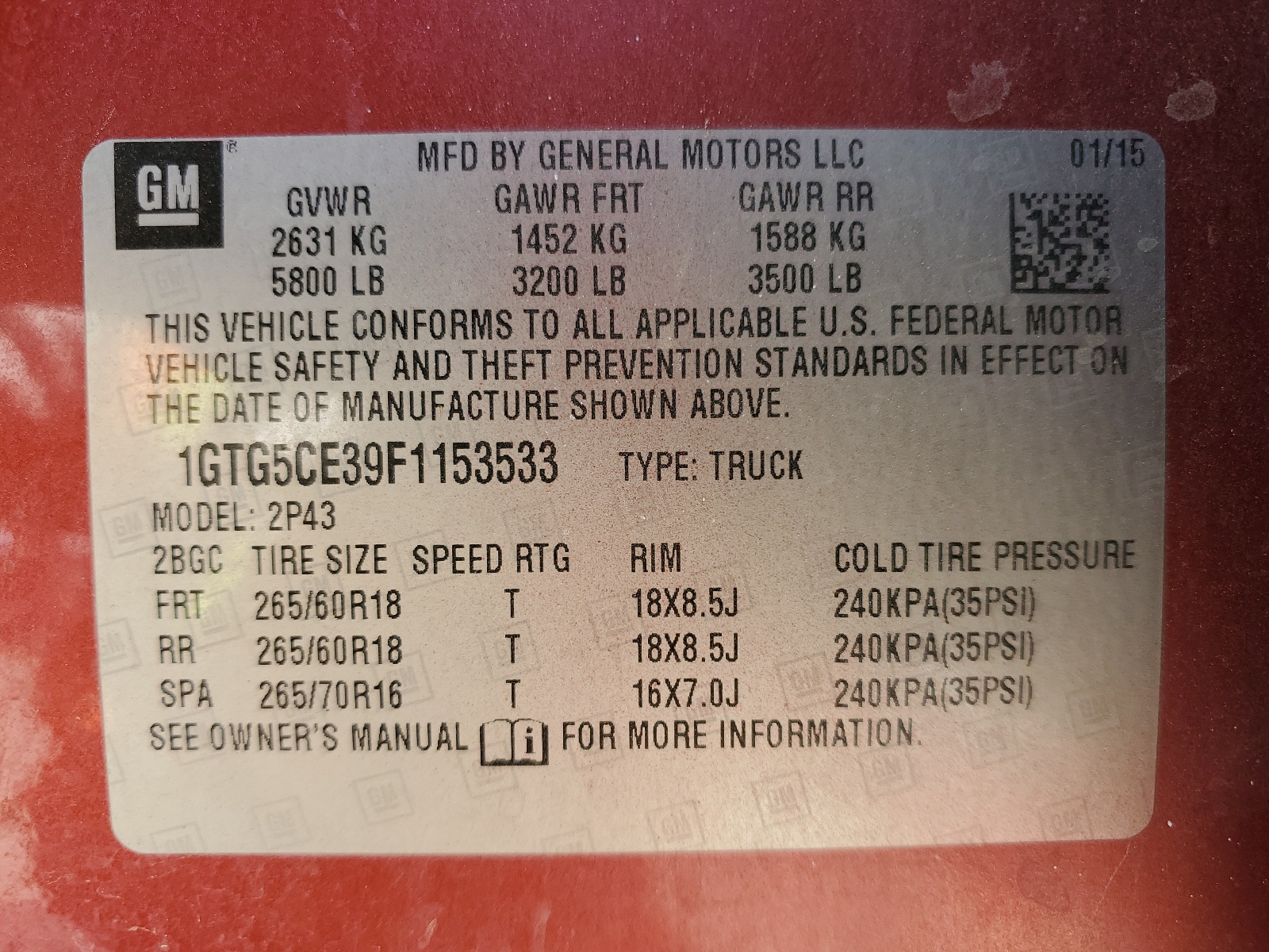 1GTG5CE39F1153533 2015 GMC Canyon Slt