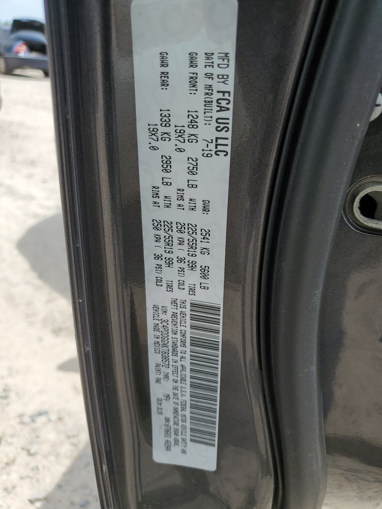 3C4PDDGGXKT838572 2019 Dodge Journey Crossroad