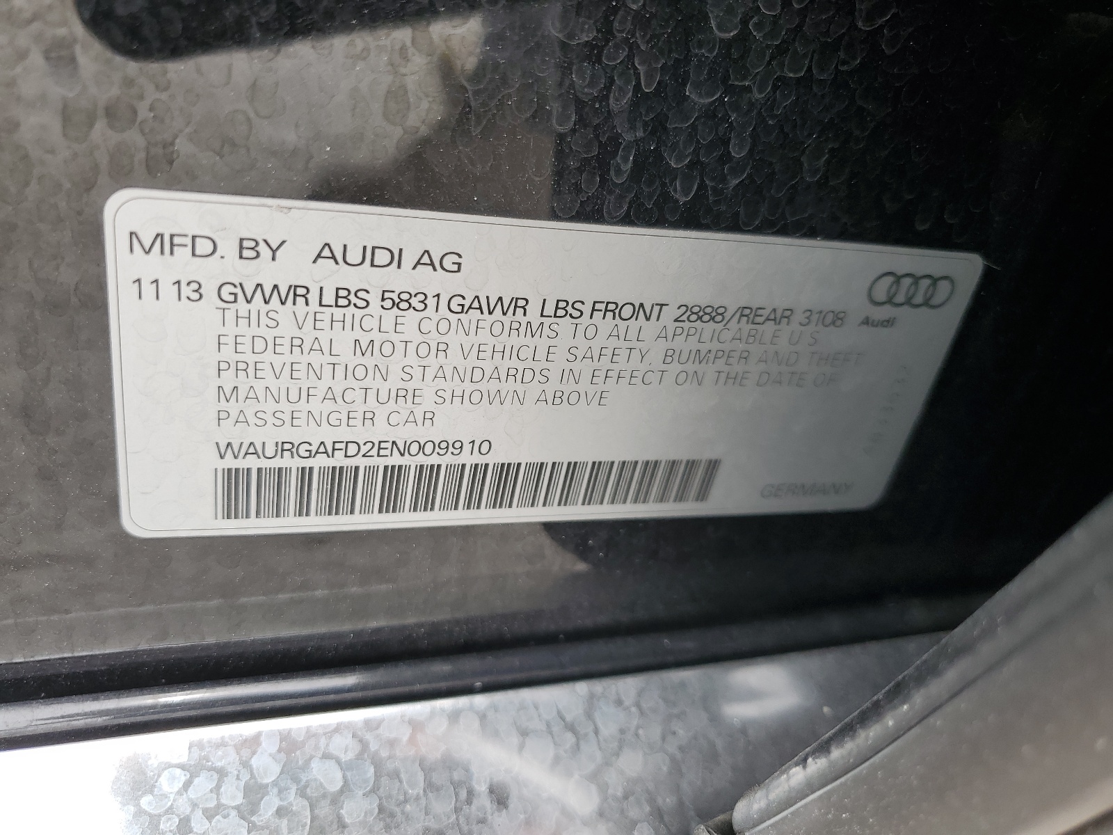 WAURGAFD2EN009910 2014 Audi A8 L Quattro