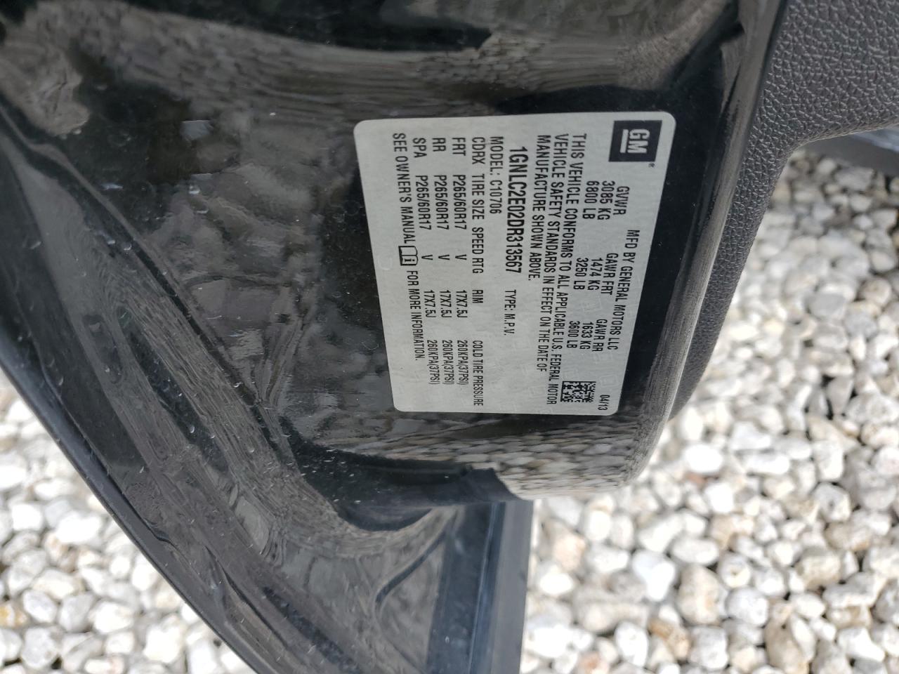 2013 Chevrolet Tahoe Police VIN: 1GNLC2E02DR313567 Lot: 56599664