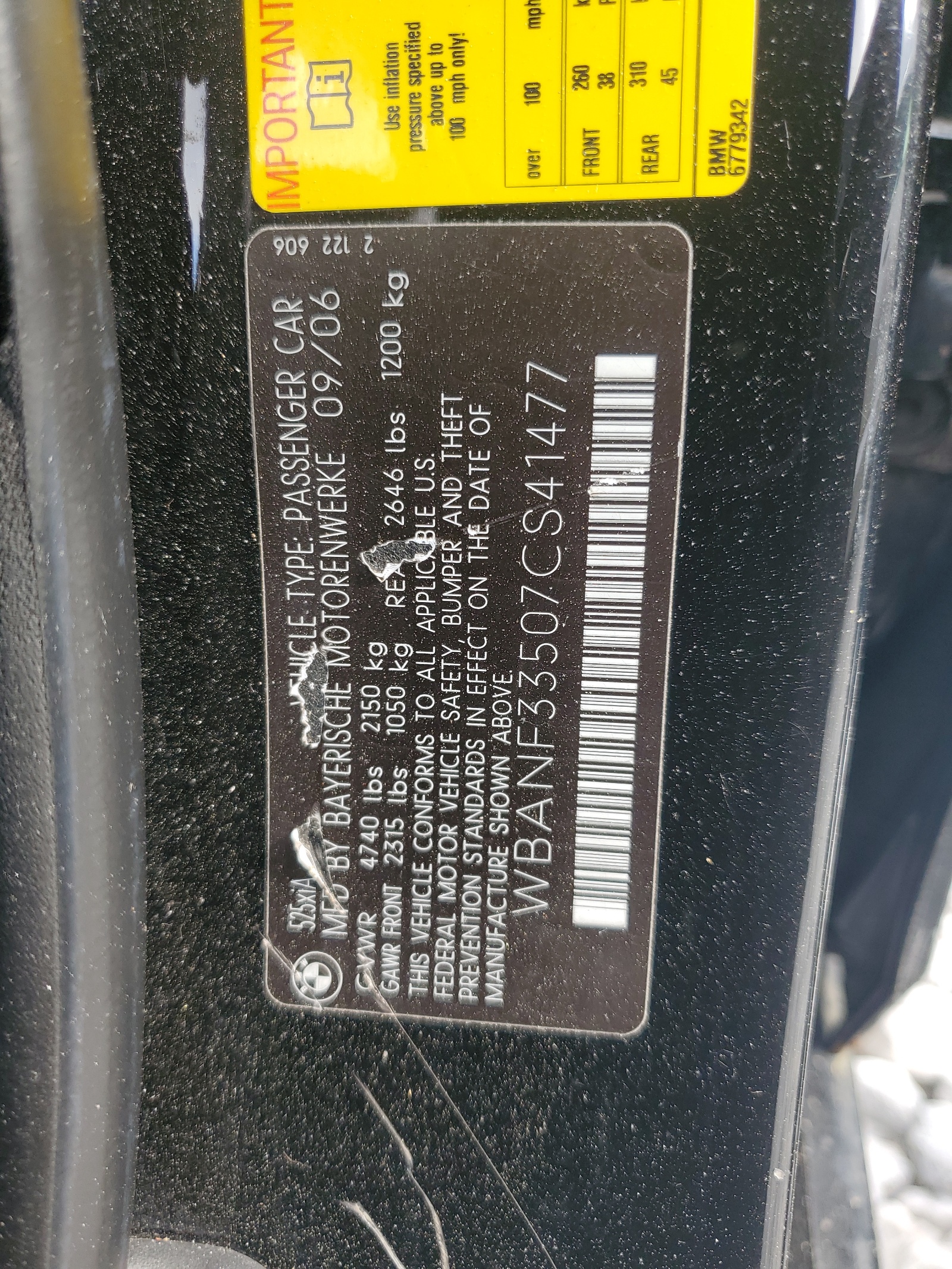 WBANF33507CS41477 2007 BMW 525 Xi