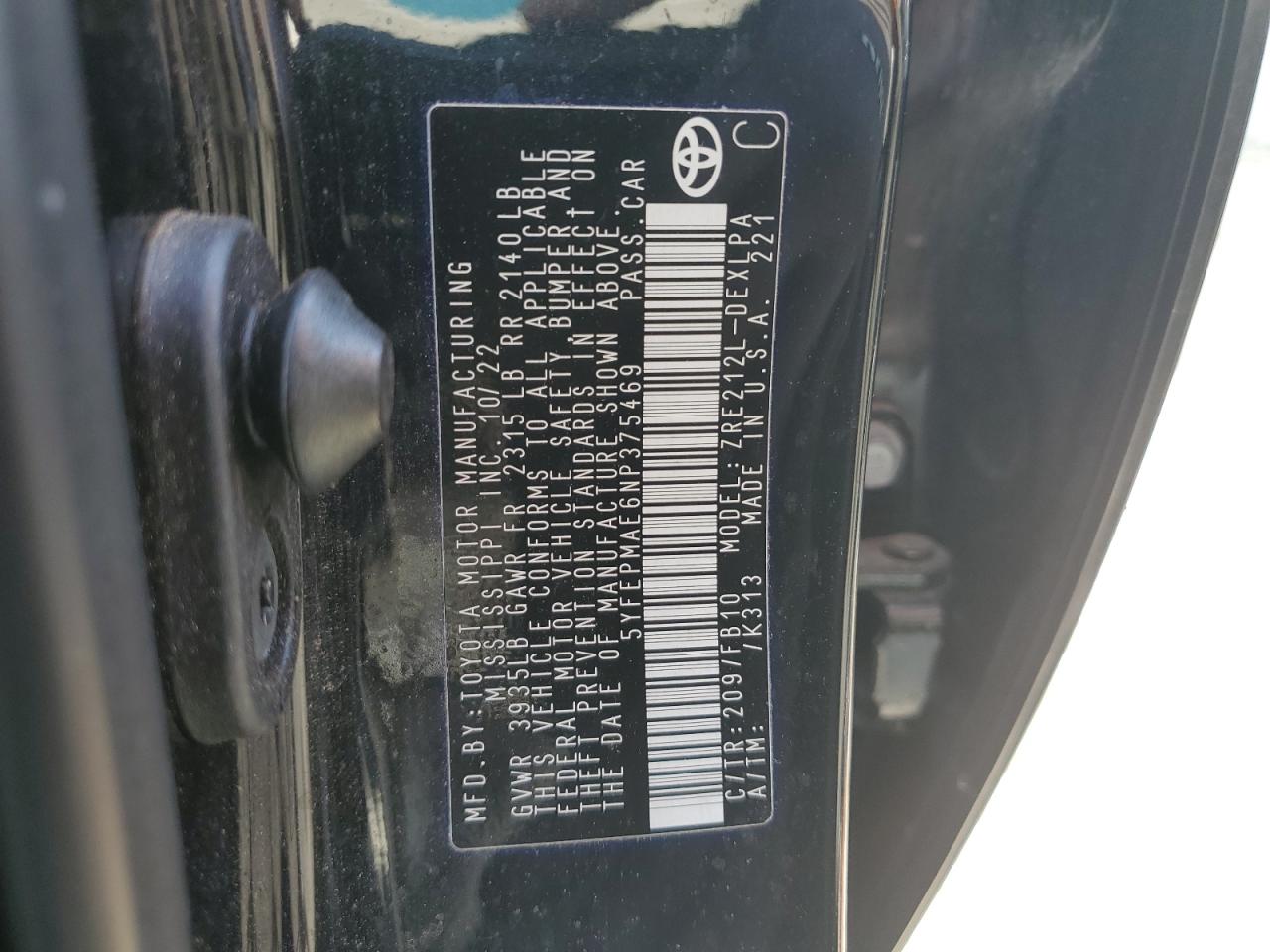 5YFEPMAE6NP375469 2022 TOYOTA COROLLA - Image 13