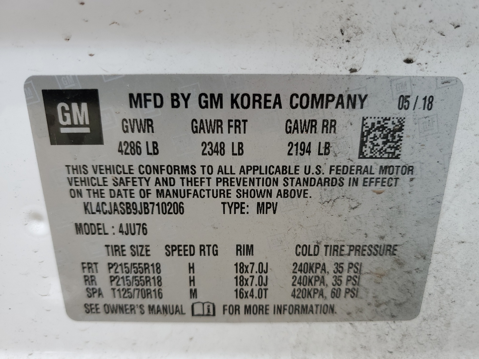 KL4CJASB9JB710206 2018 Buick Encore Preferred