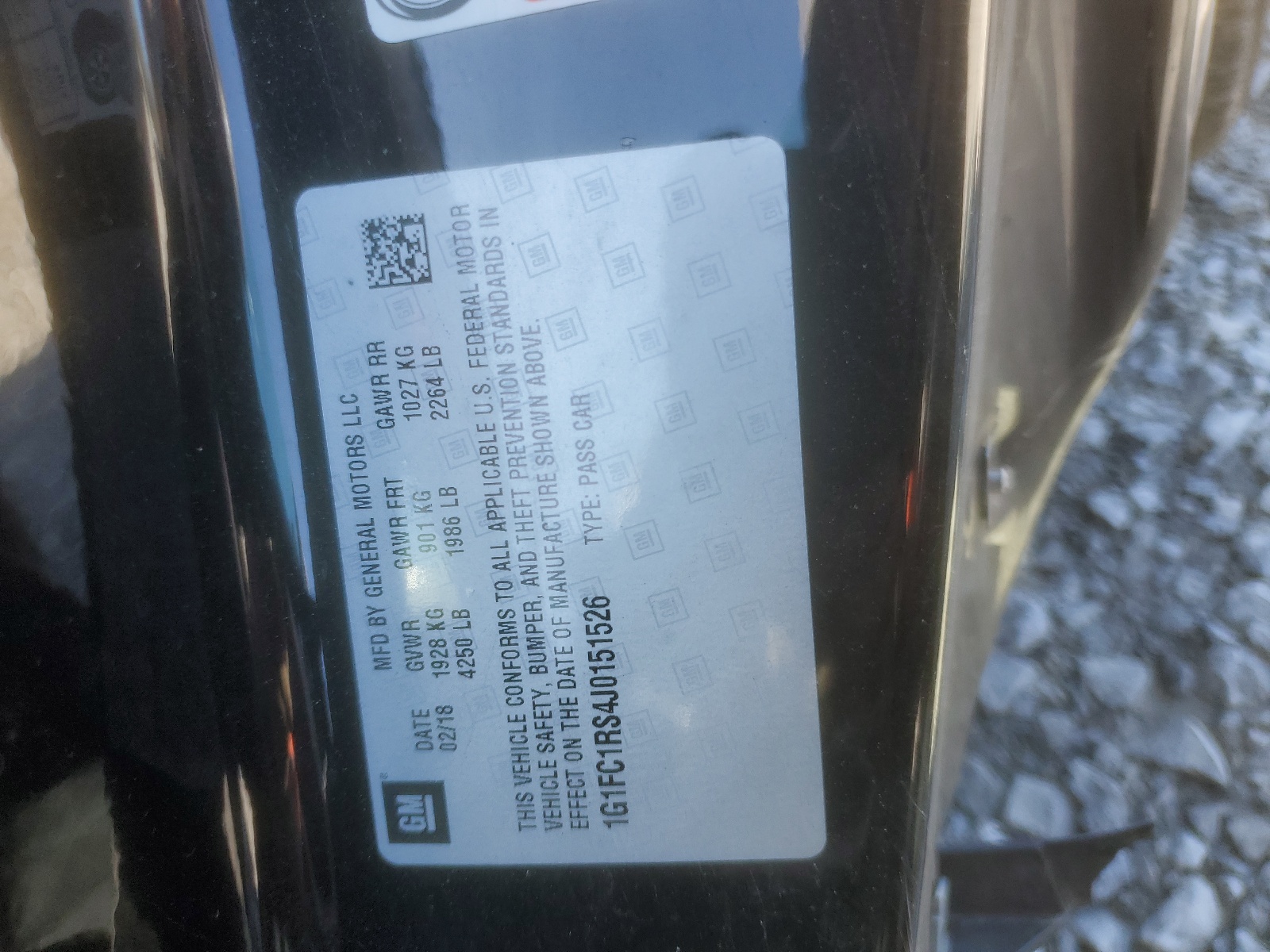 1G1FC1RS4J0151526 2018 Chevrolet Camaro Lt