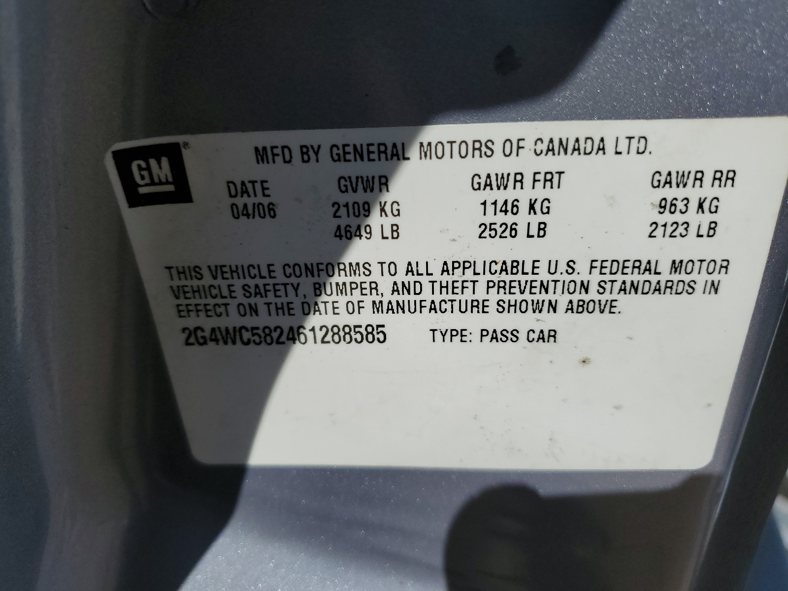 2G4WC582461288585 2006 Buick Lacrosse Cx