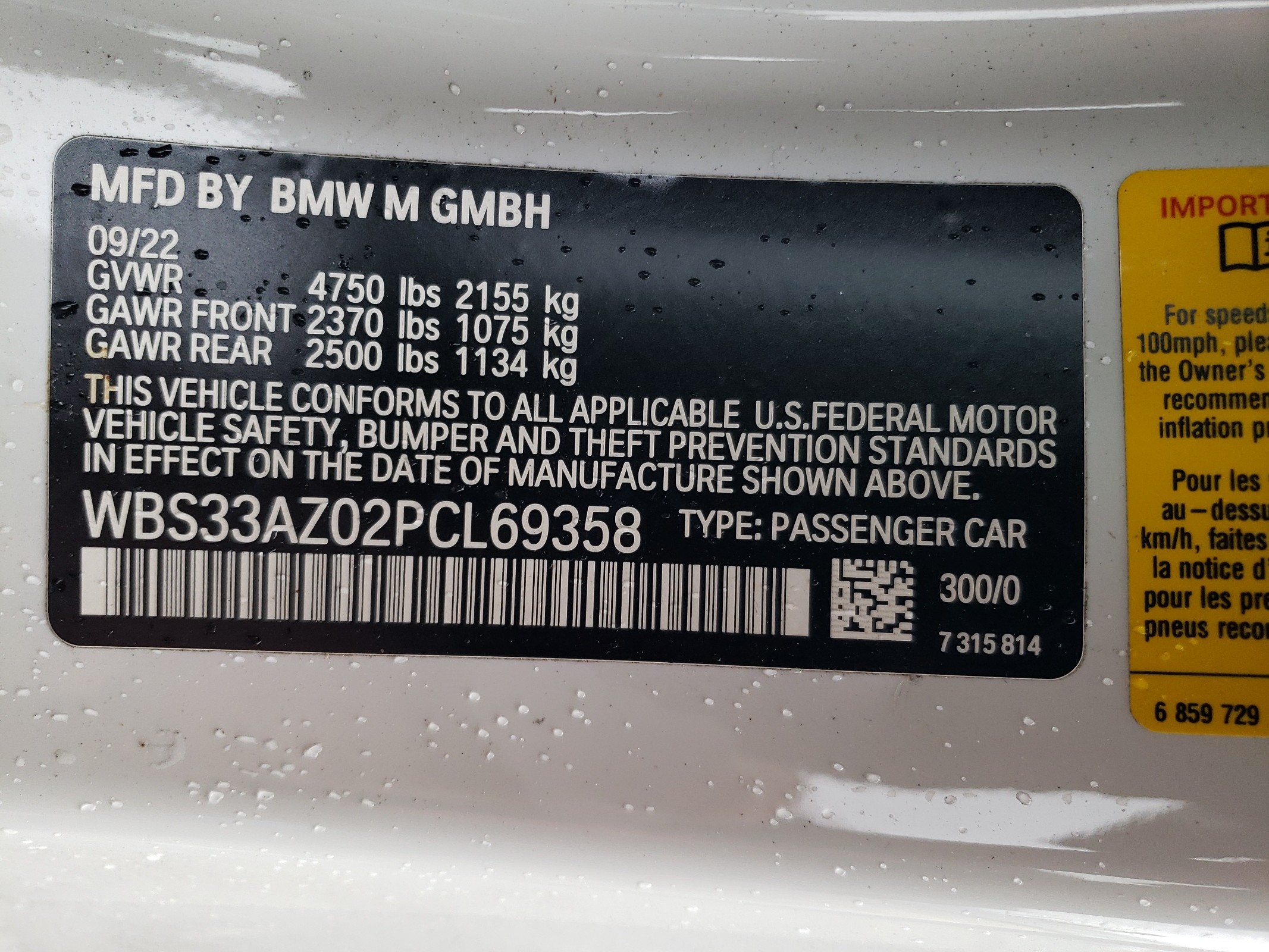 WBS33AZ02PCL69358 2023 BMW M4 Competition
