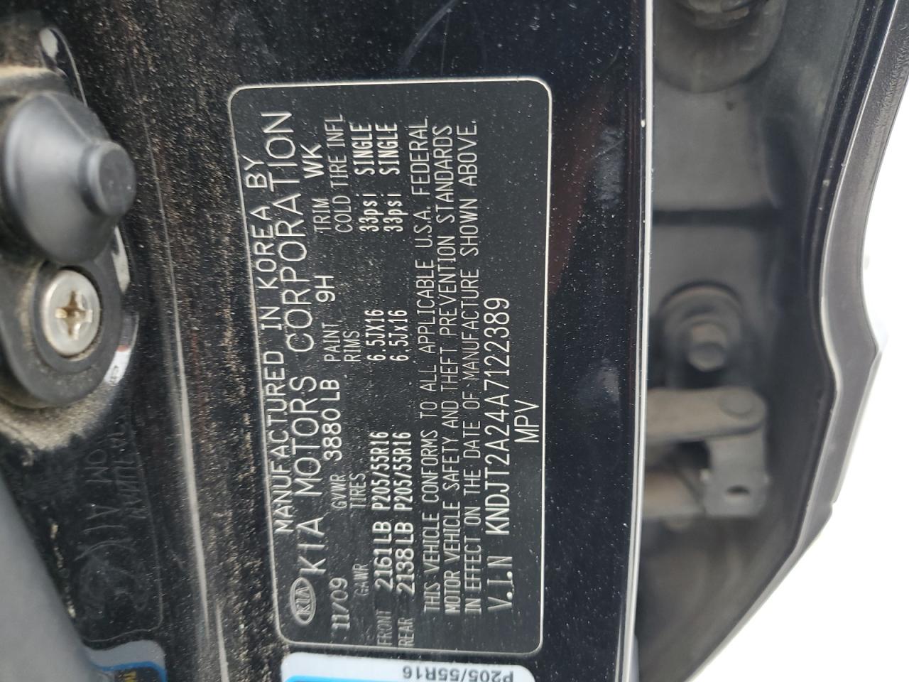 2010 Kia Soul + VIN: KNDJT2A24A7122389 Lot: 57315794