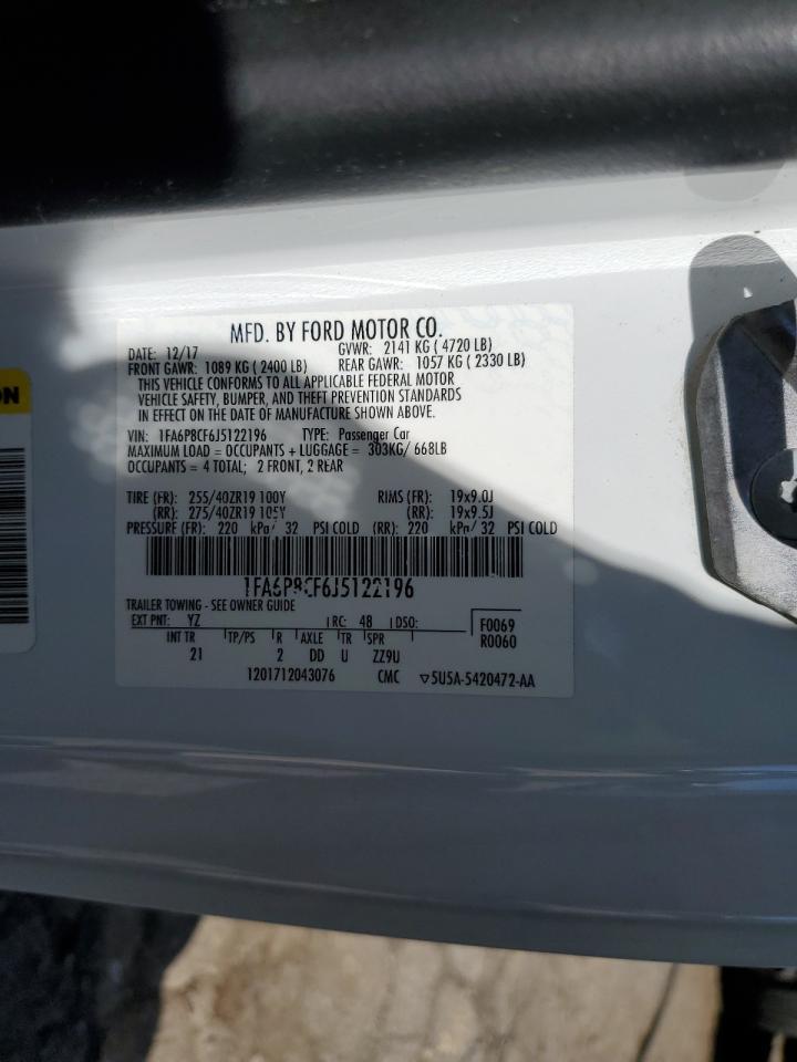 2018 Ford Mustang Gt VIN: 1FA6P8CF6J5122196 Lot: 56891804