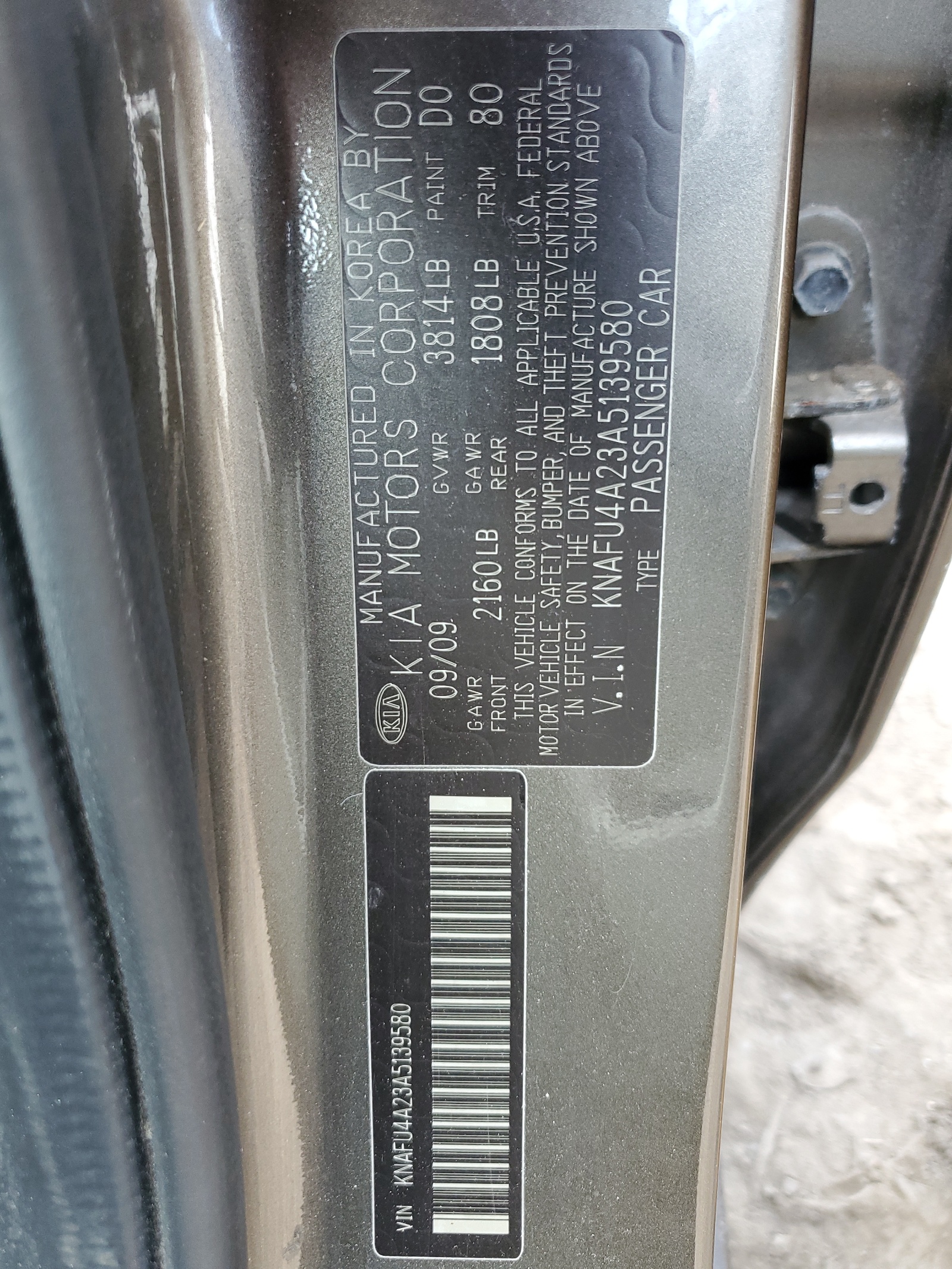 KNAFU4A23A5139580 2010 Kia Forte Ex