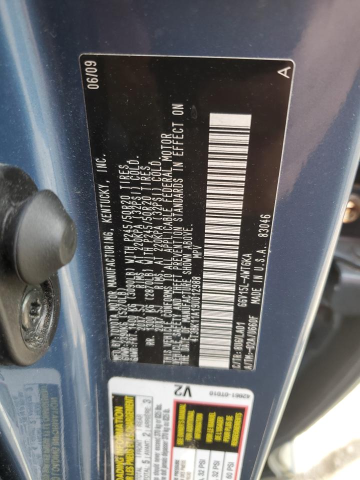 2009 Toyota Venza VIN: 4T3BK11A19U012988 Lot: 56401164