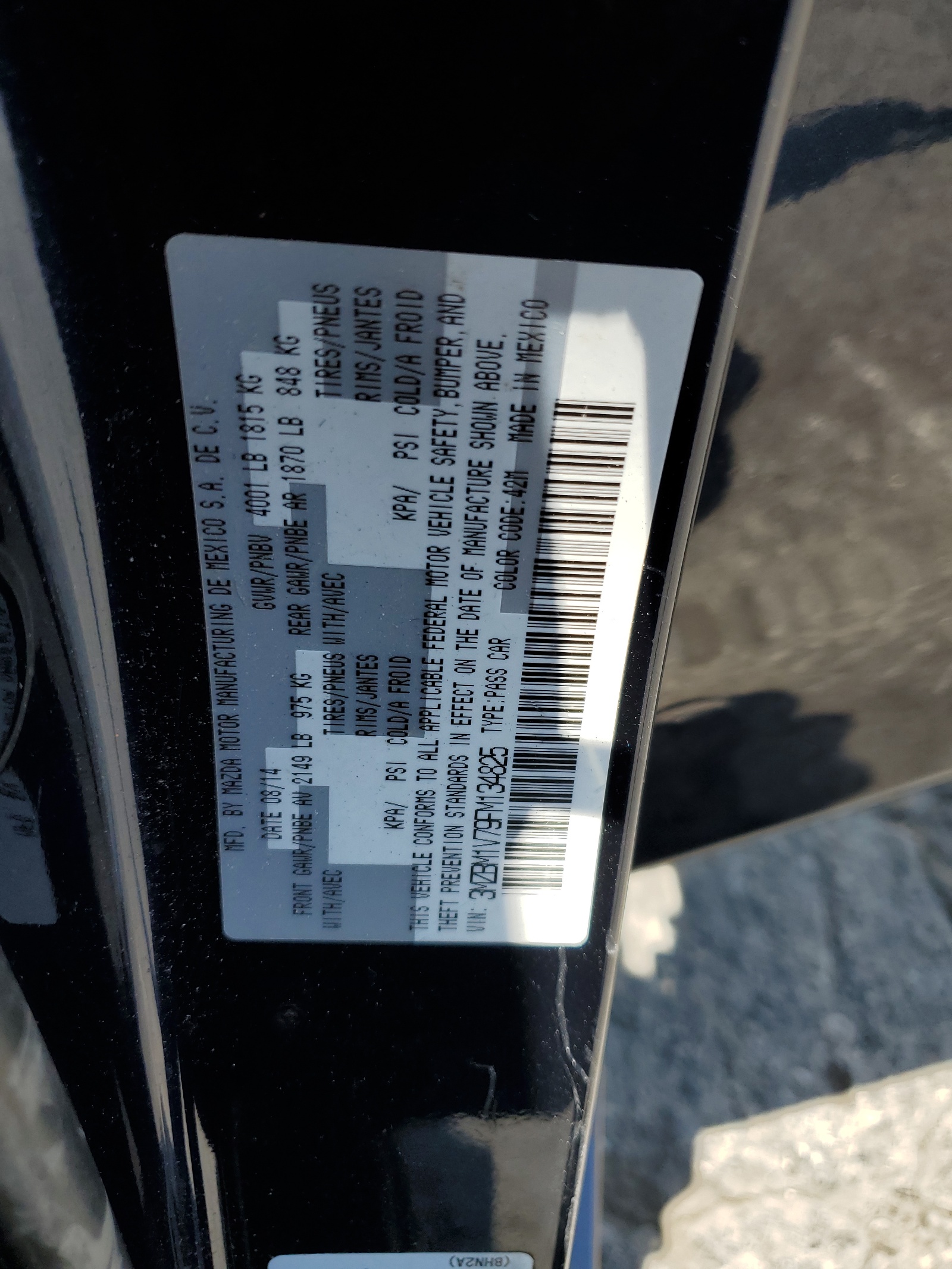 3MZBM1V79FM134825 2015 Mazda 3 Touring