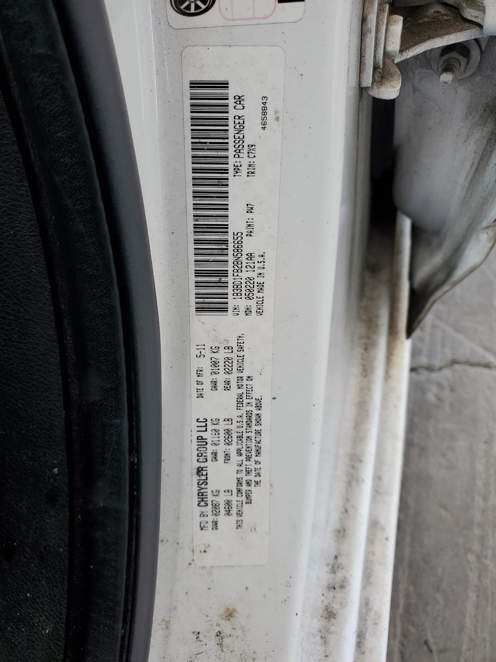 1B3BD1FB2BN586655 2011 Dodge Avenger Mainstreet