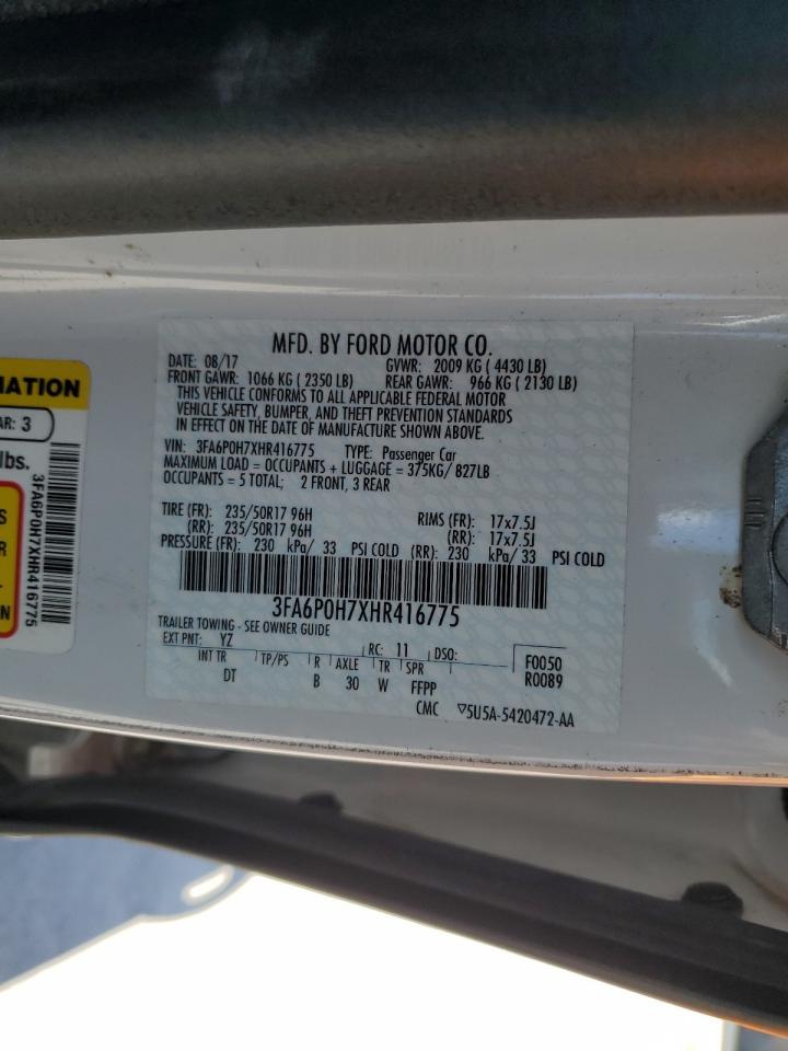 3FA6P0H7XHR416775 FORD FUSION 2017