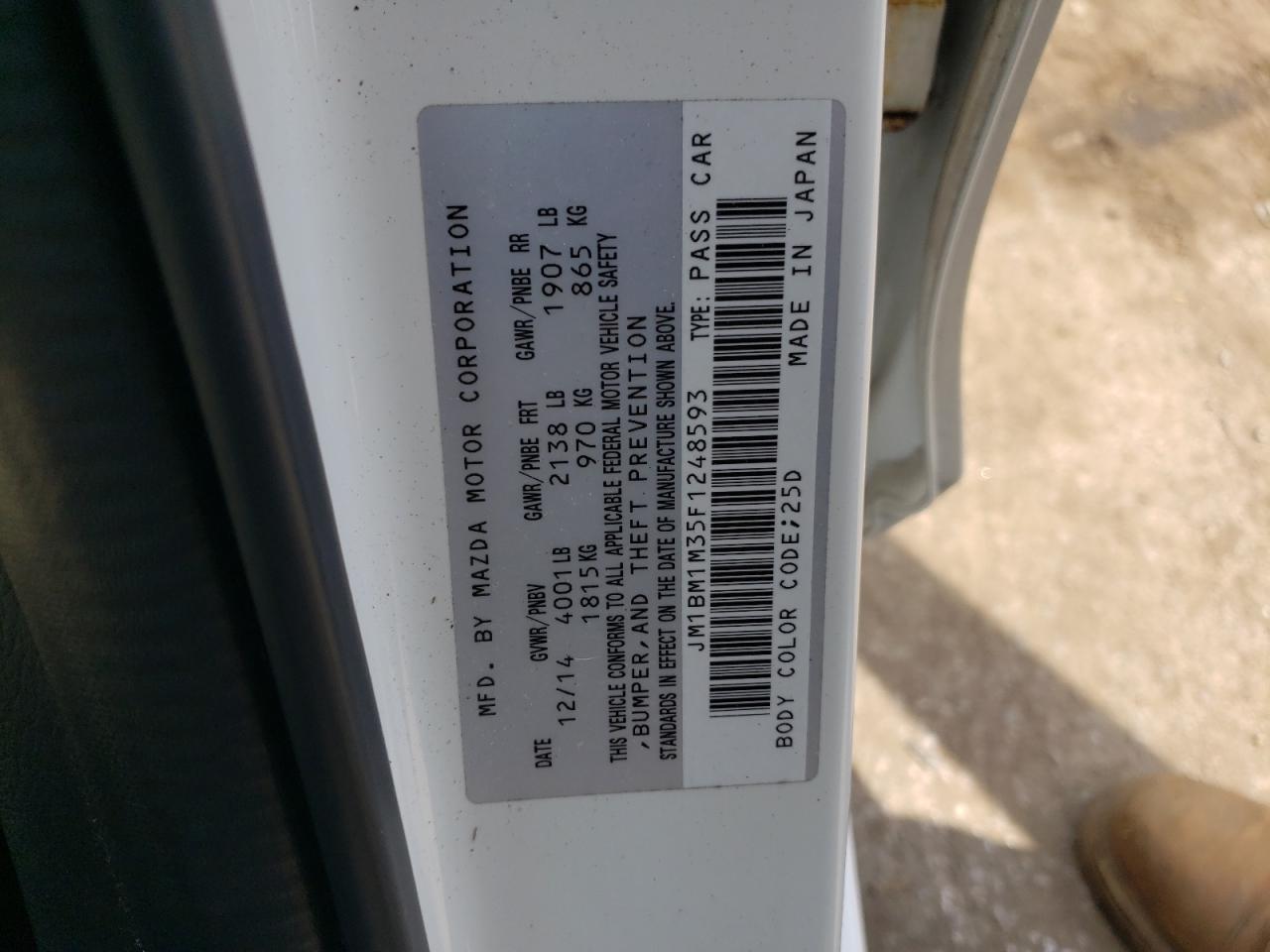 2015 Mazda 3 Grand Touring VIN: JM1BM1M35F1248593 Lot: 54594774