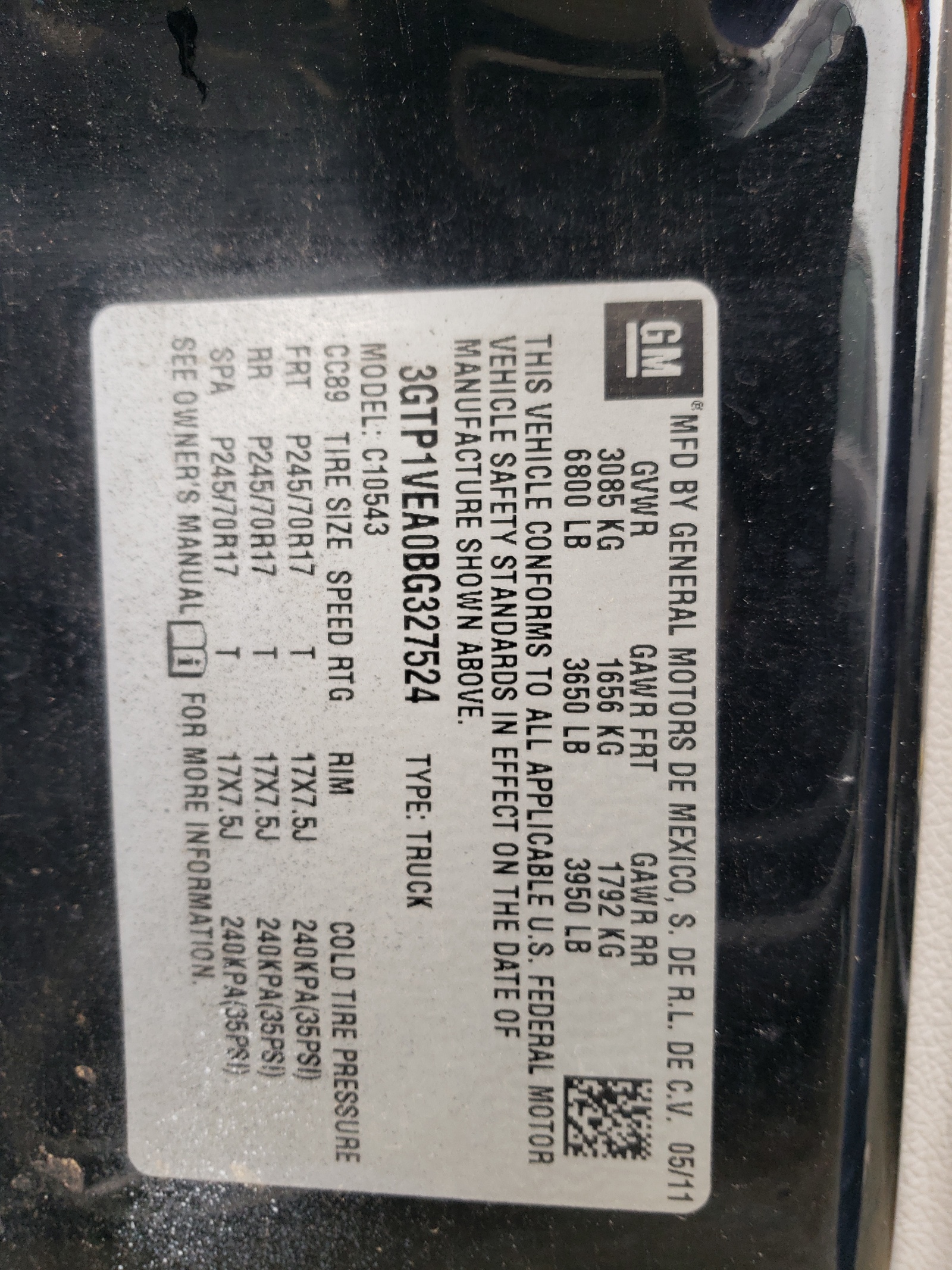 3GTP1VEA0BG327524 2011 GMC Sierra C1500 Sle