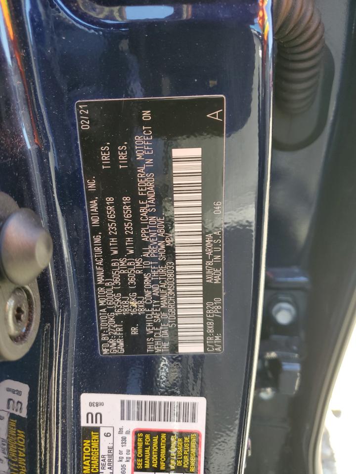 2021 Toyota Highlander Hybrid Xle VIN: 5TDGBRCH3MS038033 Lot: 52173574