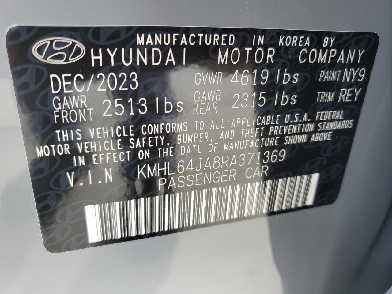 2024 Hyundai Sonata Sel VIN: KMHL64JA8RA371369 Lot: 55384814