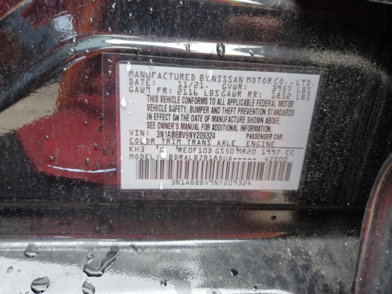 3N1AB8BV9NY209324 2022 Nissan Sentra S