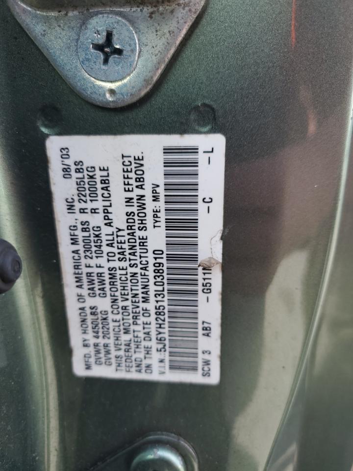 2003 Honda Element Ex VIN: 5J6YH28513L038910 Lot: 52045634