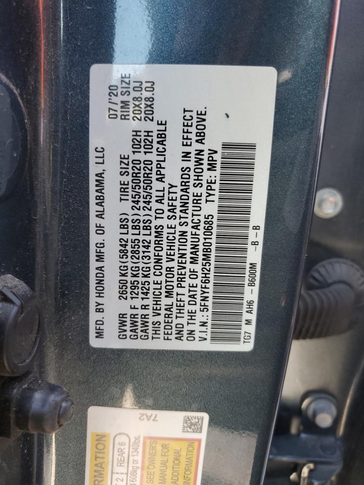 5FNYF6H25MB010685 2021 Honda Pilot Se