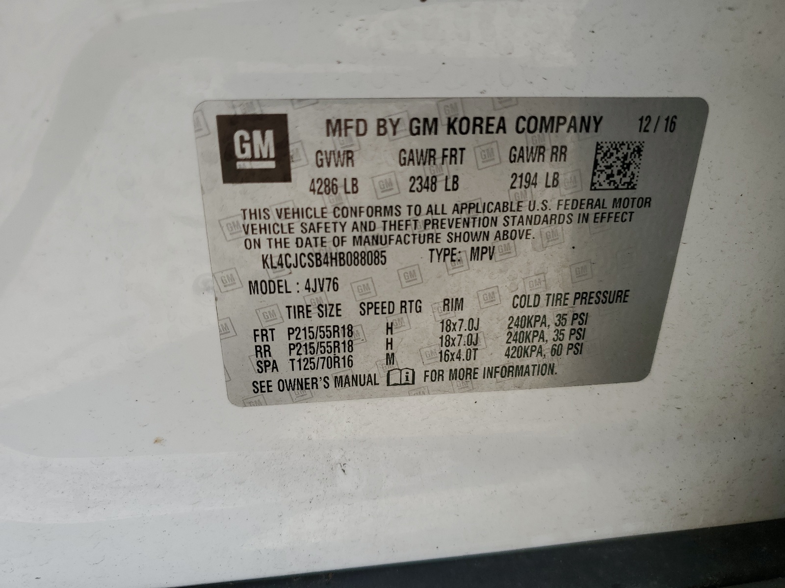 KL4CJCSB4HB088085 2017 Buick Encore Essence