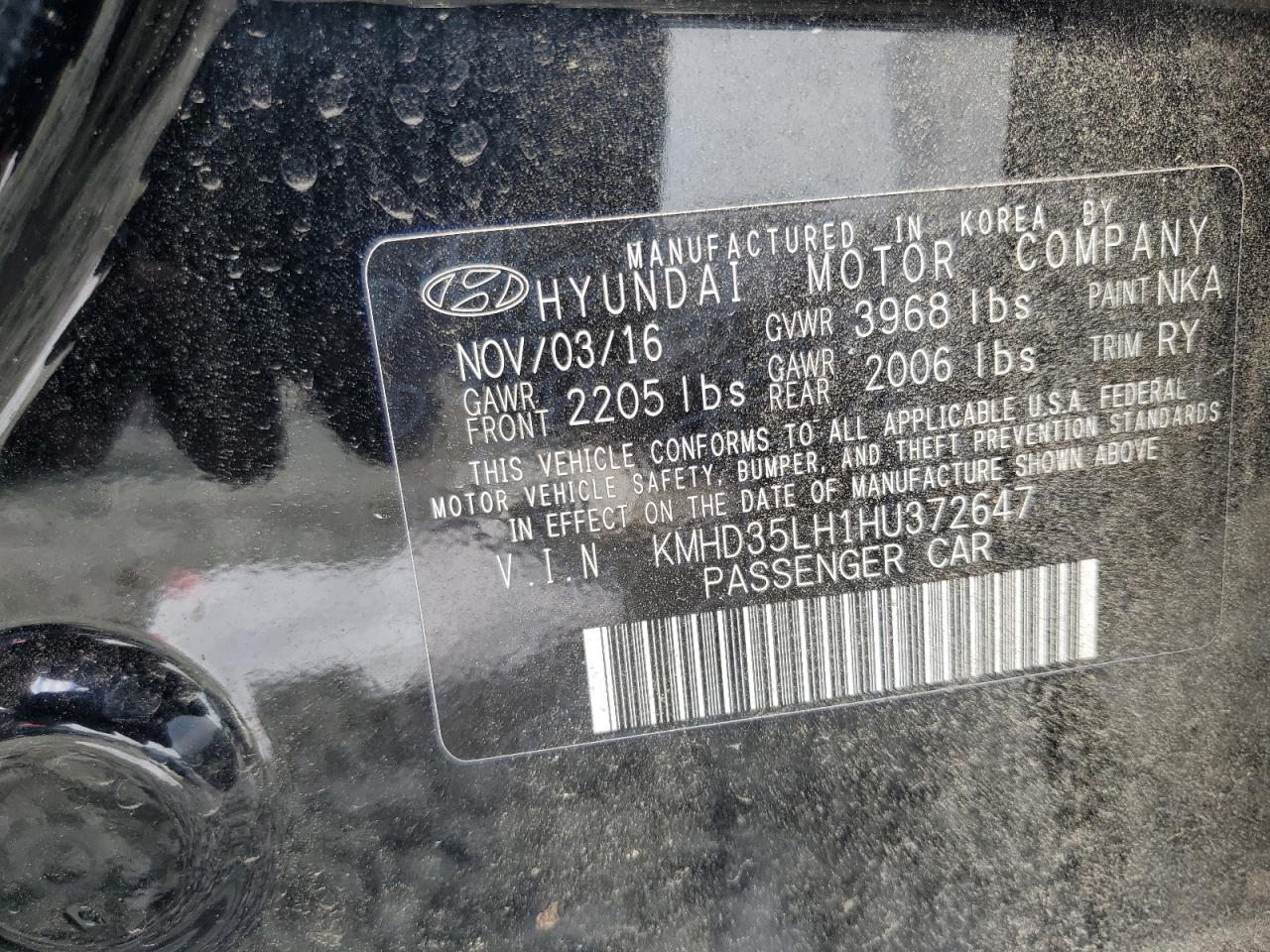 2017 Hyundai Elantra Gt VIN: KMHD35LH1HU372647 Lot: 54223604