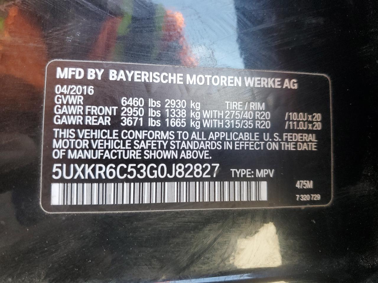 5UXKR6C53G0J82827 2016 BMW X5 xDrive50I