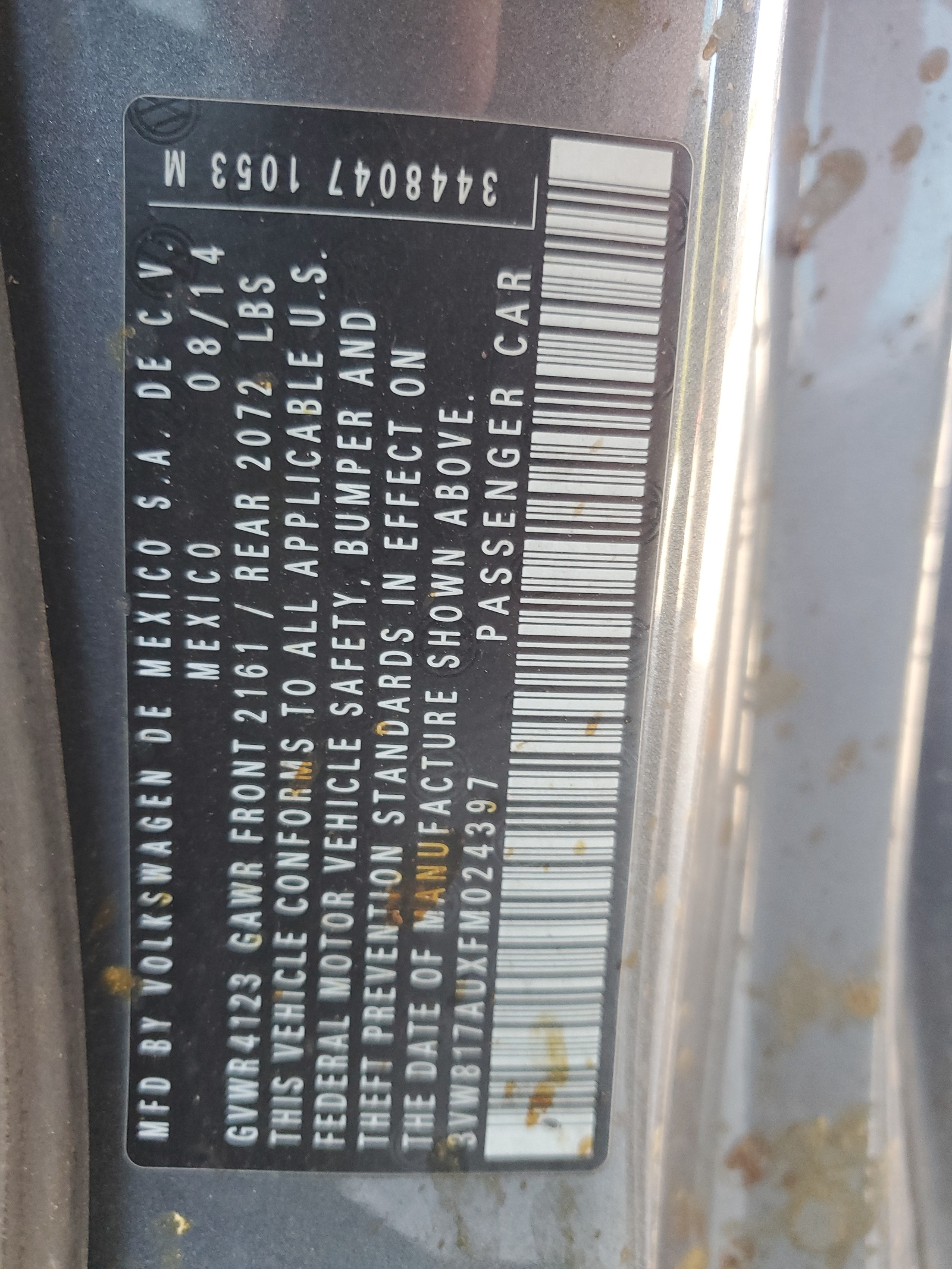 3VW817AUXFM024397 2015 Volkswagen Golf