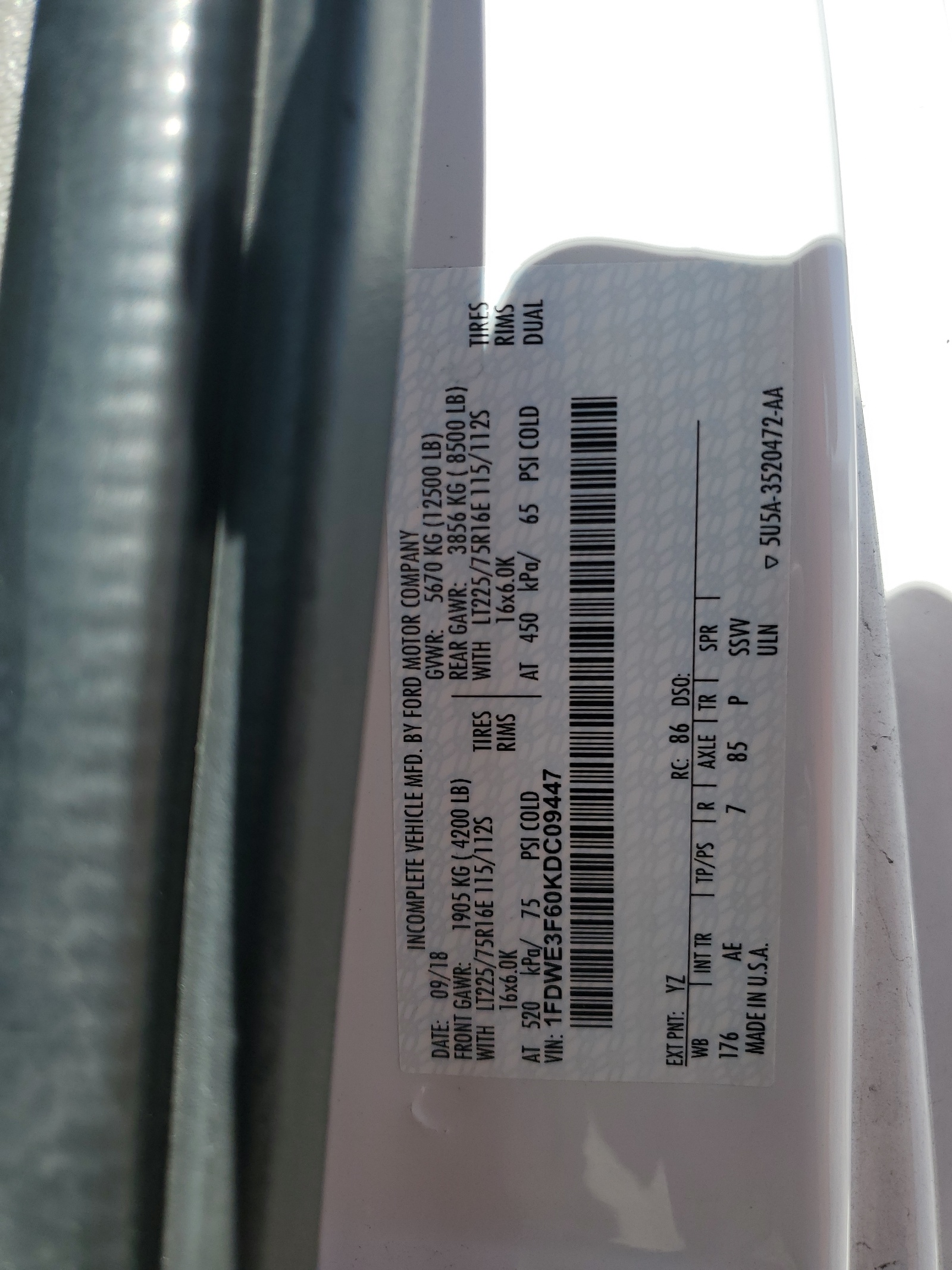 1FDWE3F60KDC09447 2019 Ford Econoline E350 Super Duty Cutaway Van