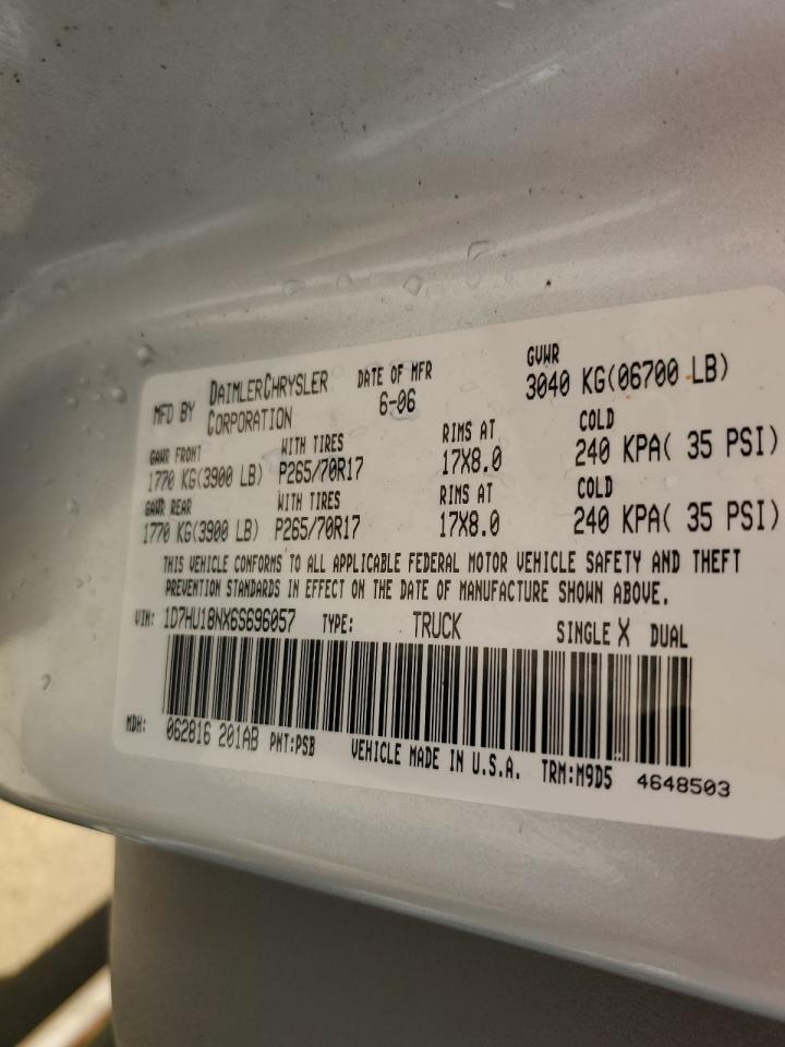 2006 Dodge Ram 1500 St VIN: 1D7HU18NX6S696057 Lot: 56804234