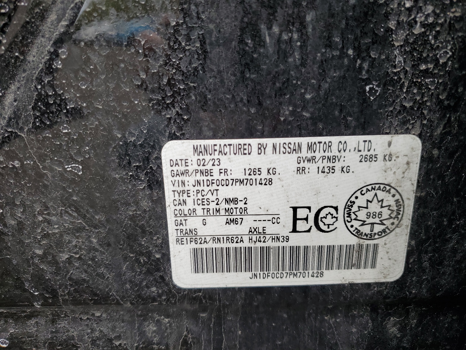 JN1DF0CD7PM701428 2023 Nissan Ariya Platinum +