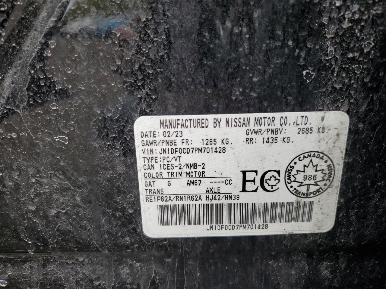 2023 Nissan Ariya Platinum + VIN: JN1DF0CD7PM701428 Lot: 54491194