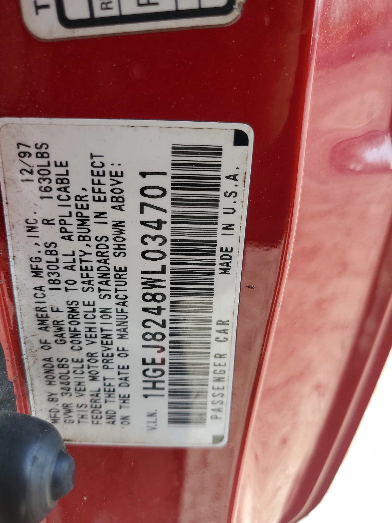 1HGEJ8248WL034701 1998 Honda Civic Ex