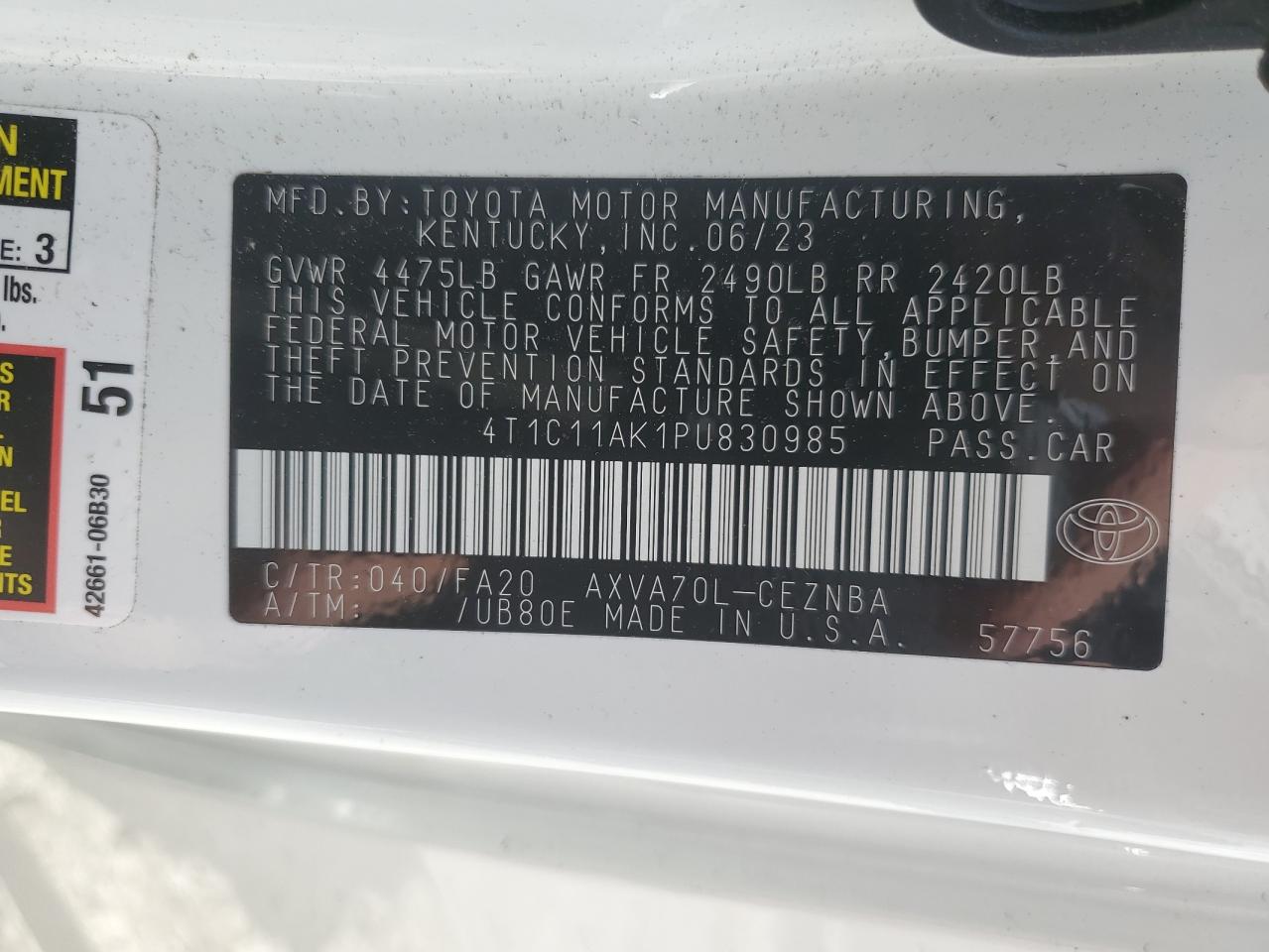 4T1C11AK1PU830985 2023 TOYOTA CAMRY - Image 12