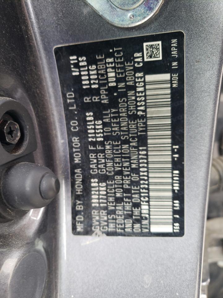 2018 Honda Civic Ex VIN: JHMFC1F32JX033761 Lot: 54462704