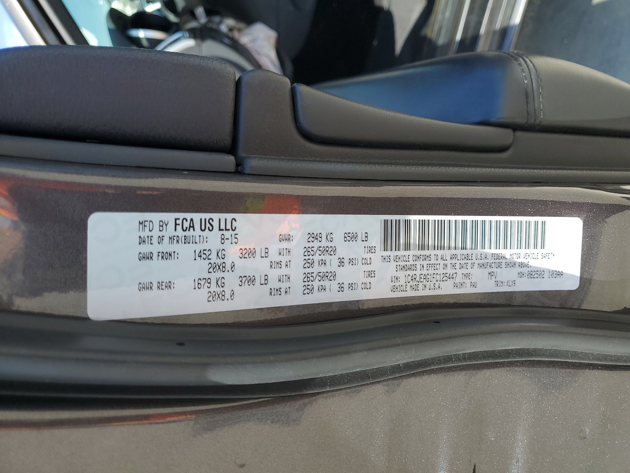 1C4RJEAG1FC125447 2015 Jeep Grand Cherokee Laredo