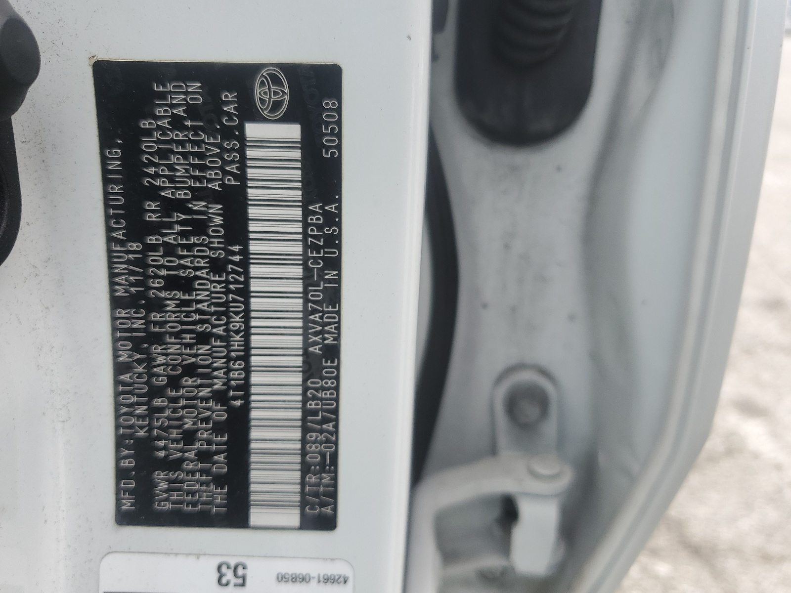 4T1B61HK9KU712744 2019 Toyota Camry Xse