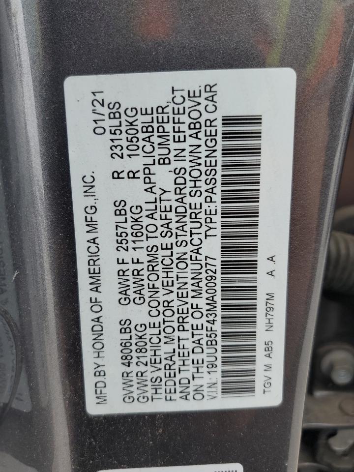 2021 Acura Tlx Technology VIN: 19UUB5F43MA009277 Lot: 55197114