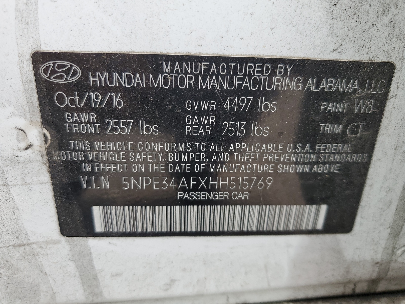 5NPE34AFXHH515769 2017 Hyundai Sonata Sport
