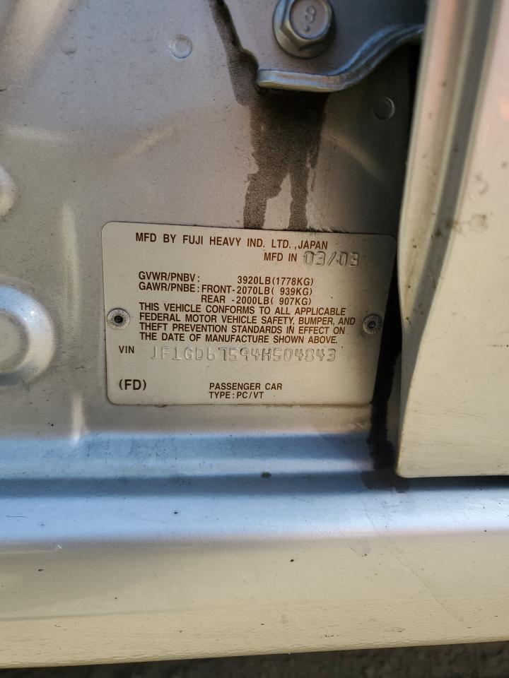 2004 Subaru Impreza Rs VIN: JF1GD67594H504843 Lot: 55893794