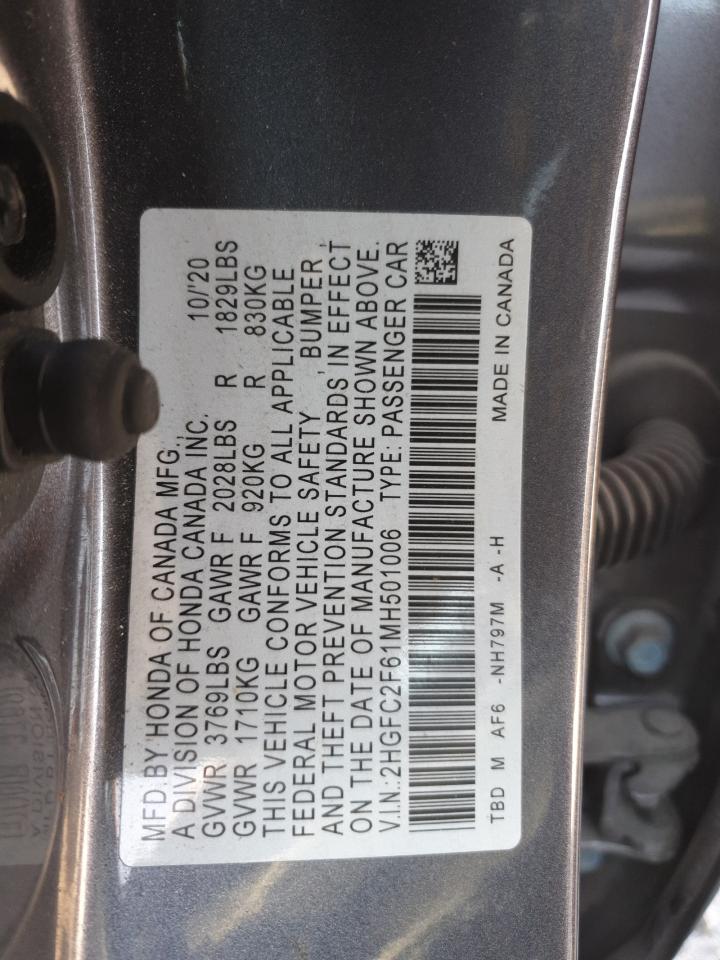 2HGFC2F61MH501006 2021 Honda Civic Lx