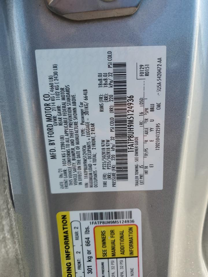 2021 Ford Mustang VIN: 1FATP8UH9M5124936 Lot: 56859404