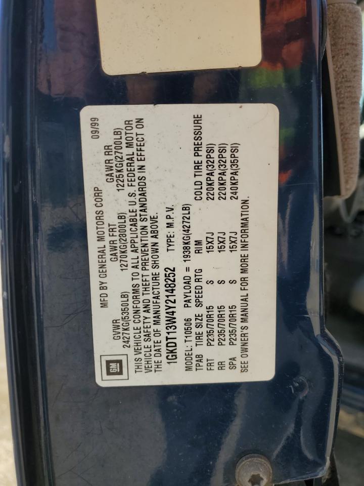 2000 GMC Jimmy / Envoy VIN: 1GKDT13W4Y2148252 Lot: 55688144