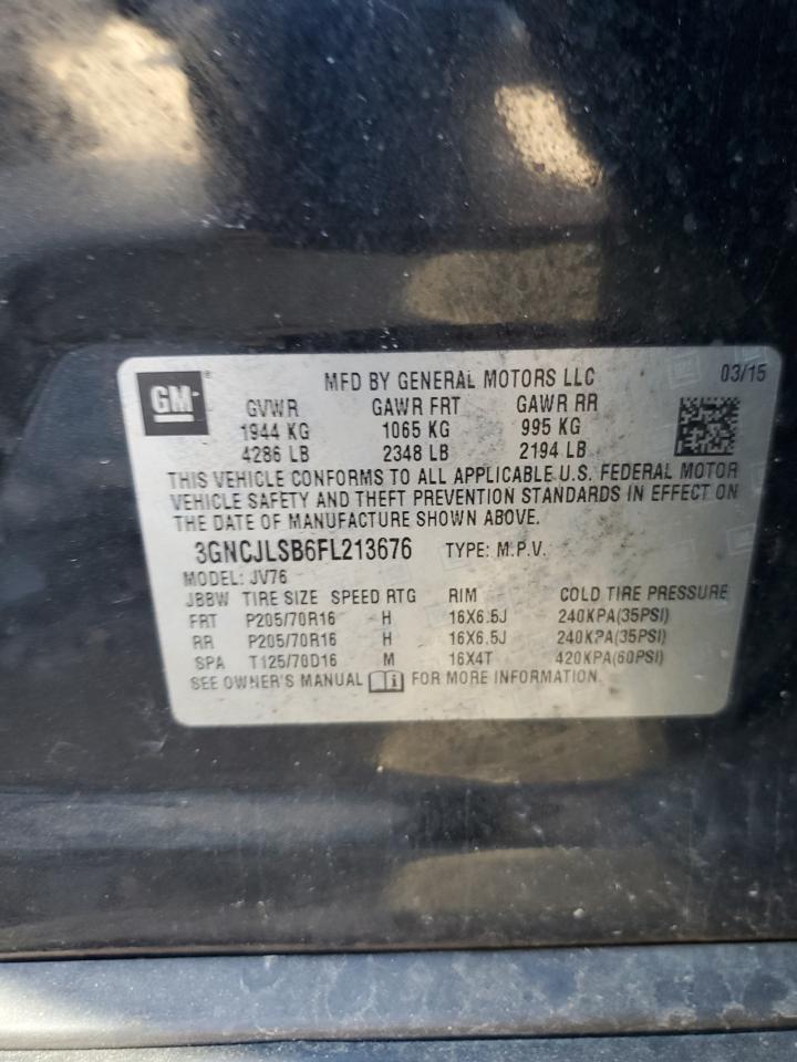 2015 Chevrolet Trax 1Lt VIN: 3GNCJLSB6FL213676 Lot: 56209964