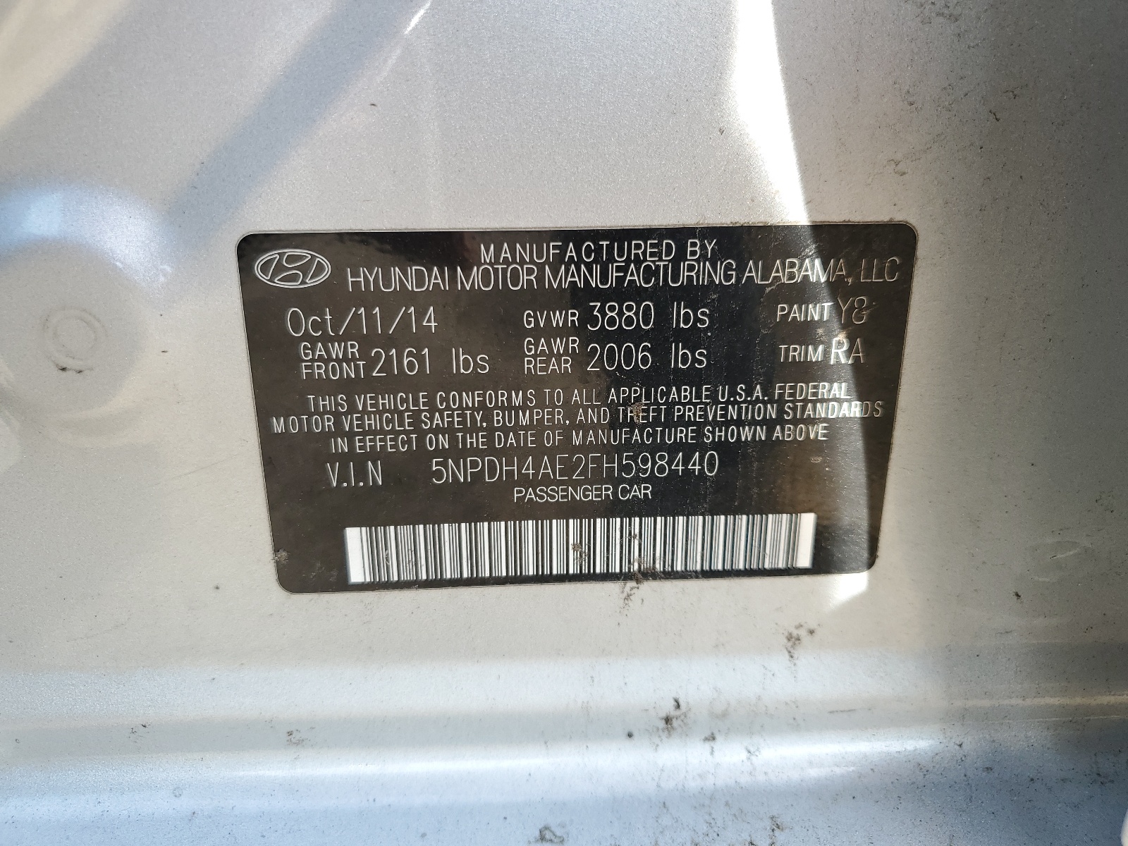 5NPDH4AE2FH598440 2015 Hyundai Elantra Se