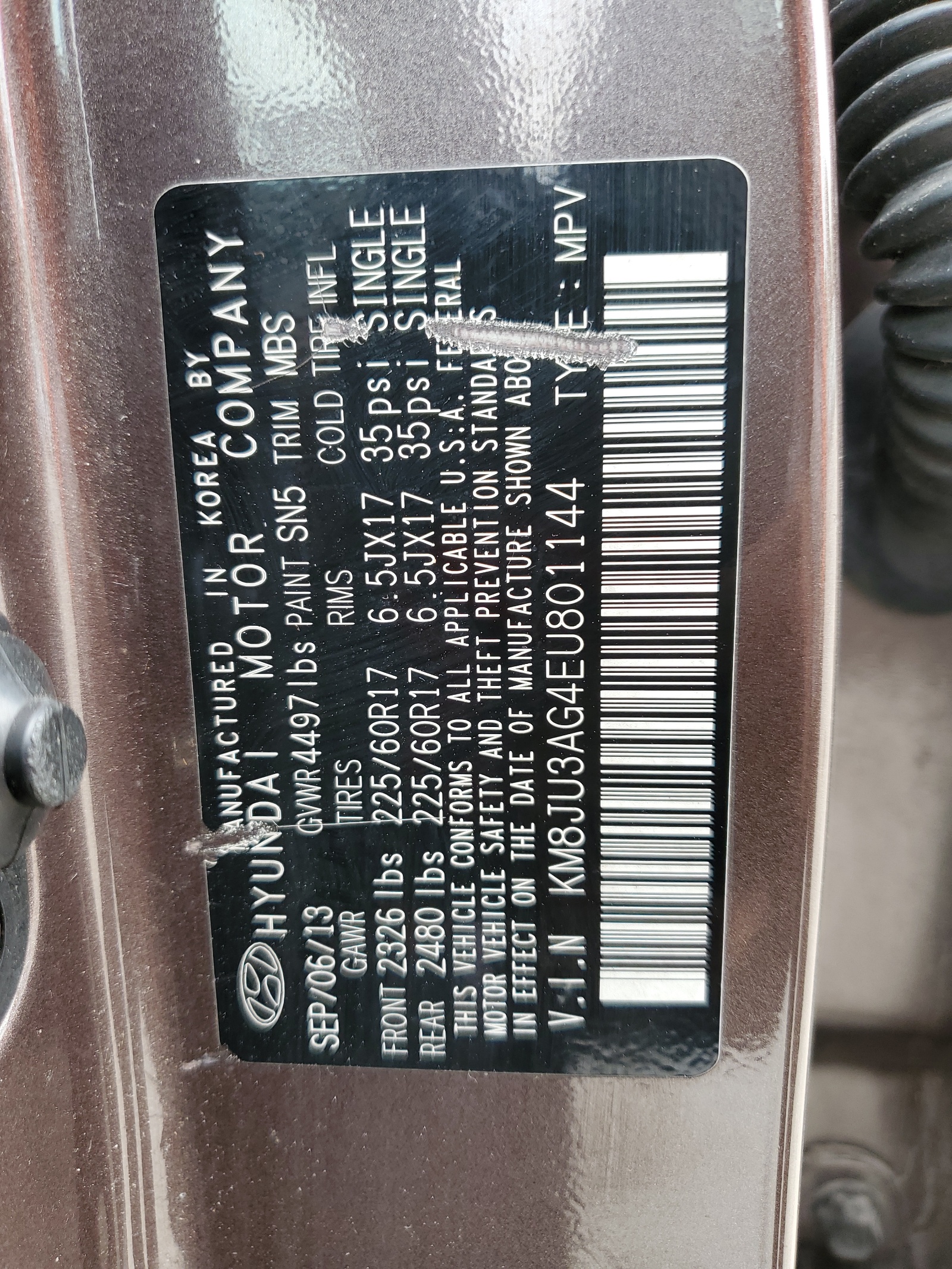 KM8JU3AG4EU801144 2014 Hyundai Tucson Gls