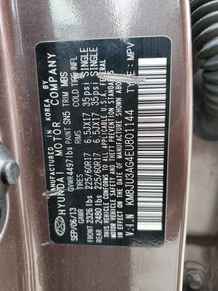 2014 Hyundai Tucson Gls VIN: KM8JU3AG4EU801144 Lot: 57194934