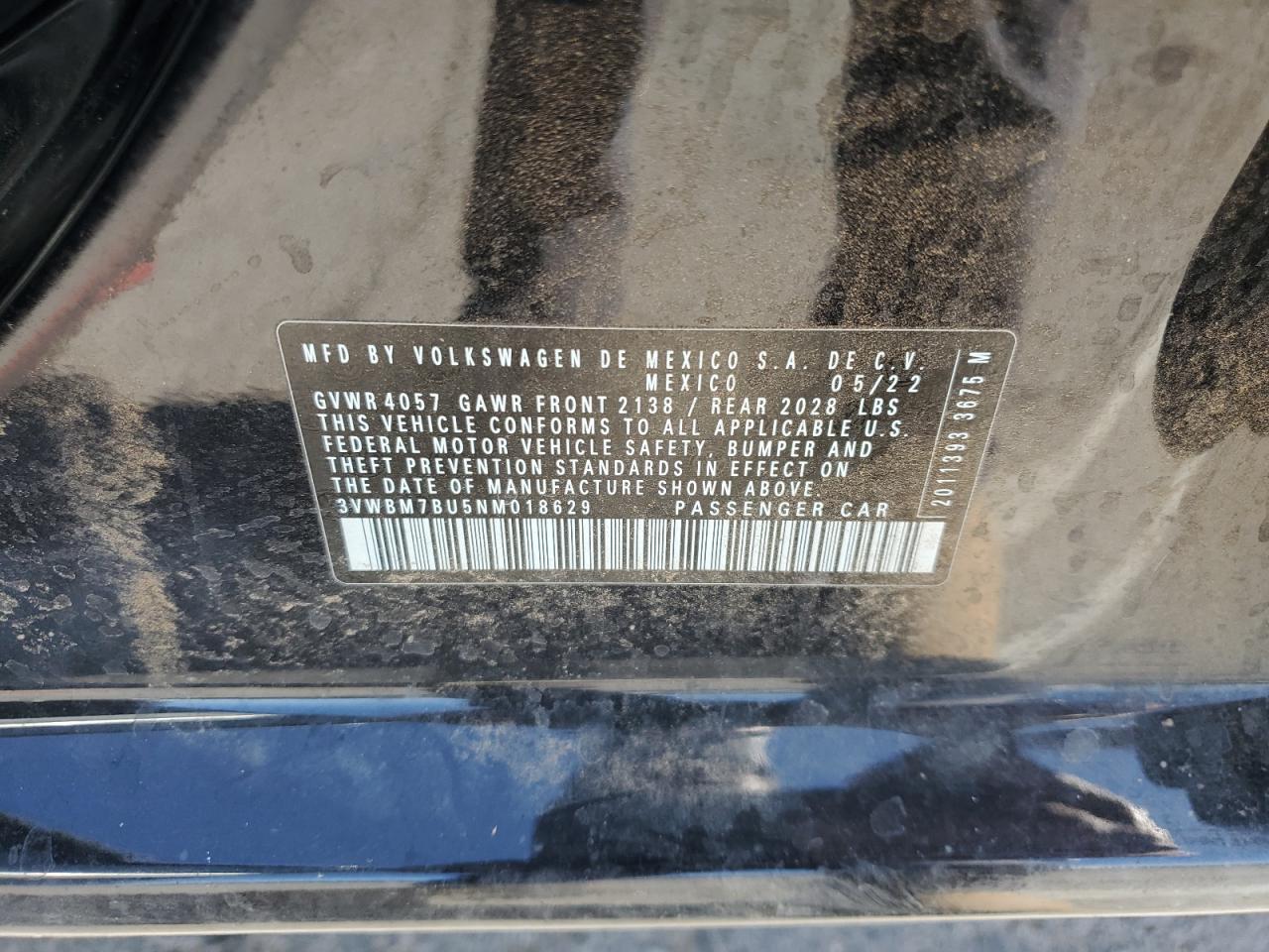 2022 Volkswagen Jetta Sport VIN: 3VWBM7BU5NM018629 Lot: 55562044