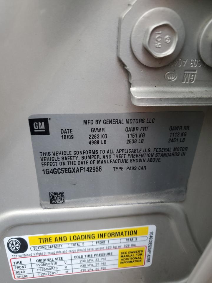 2010 Buick Lacrosse Cxl VIN: 1G4GC5EGXAF142956 Lot: 54590944