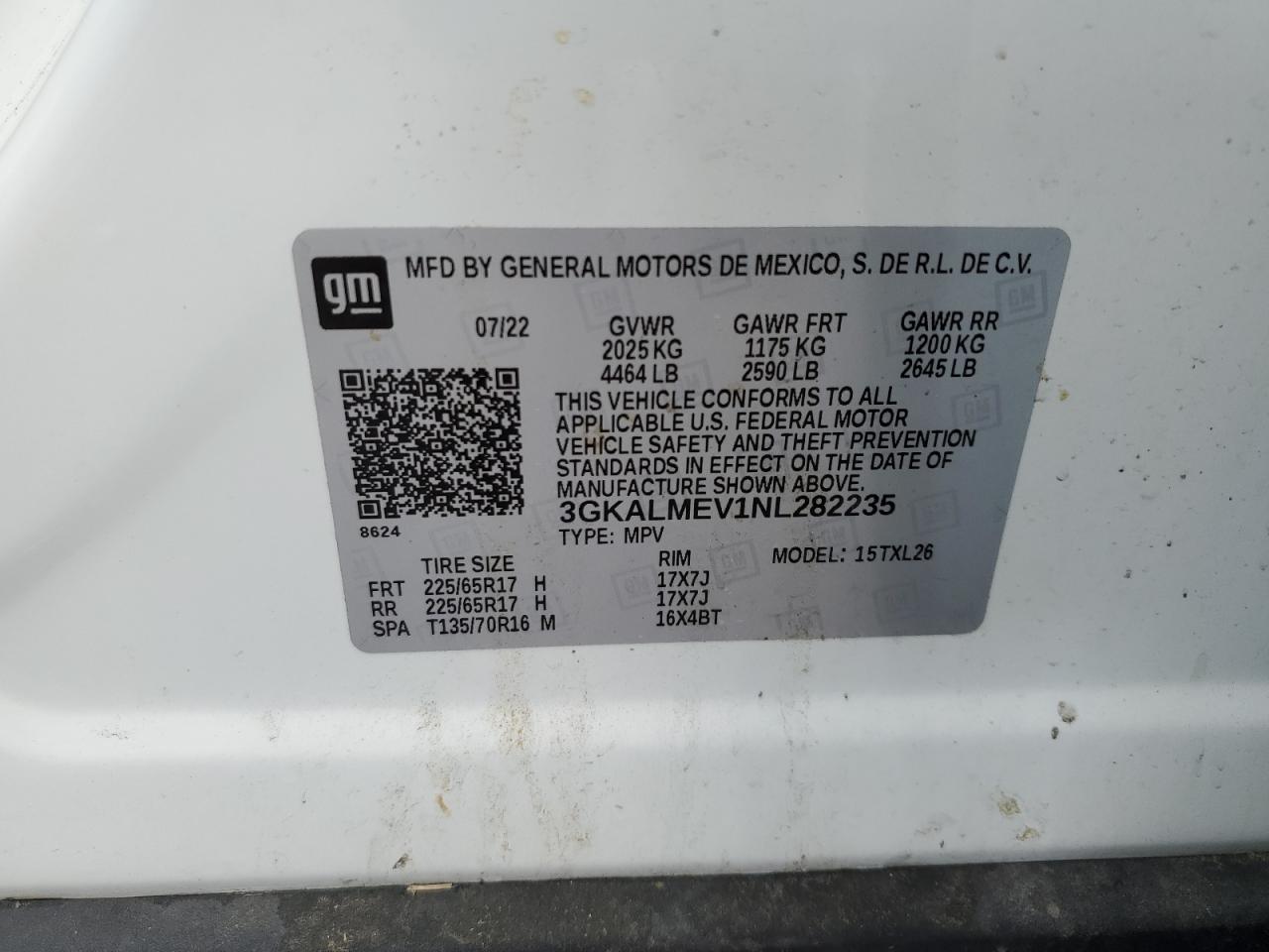 3GKALMEV1NL282235 2022 GMC Terrain Sle